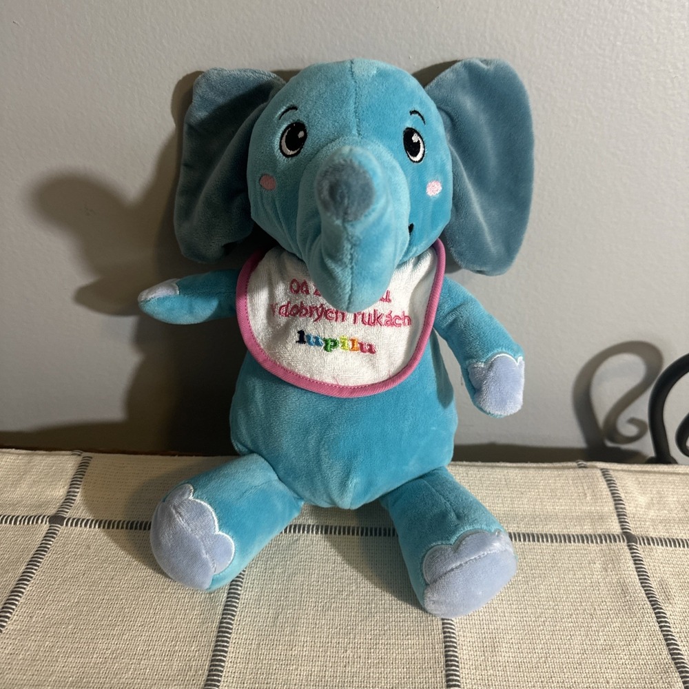 Lupilu Baby Plush Elephant w‎ Bib Blue 2018 Hamburg Germany Stuffed Animal